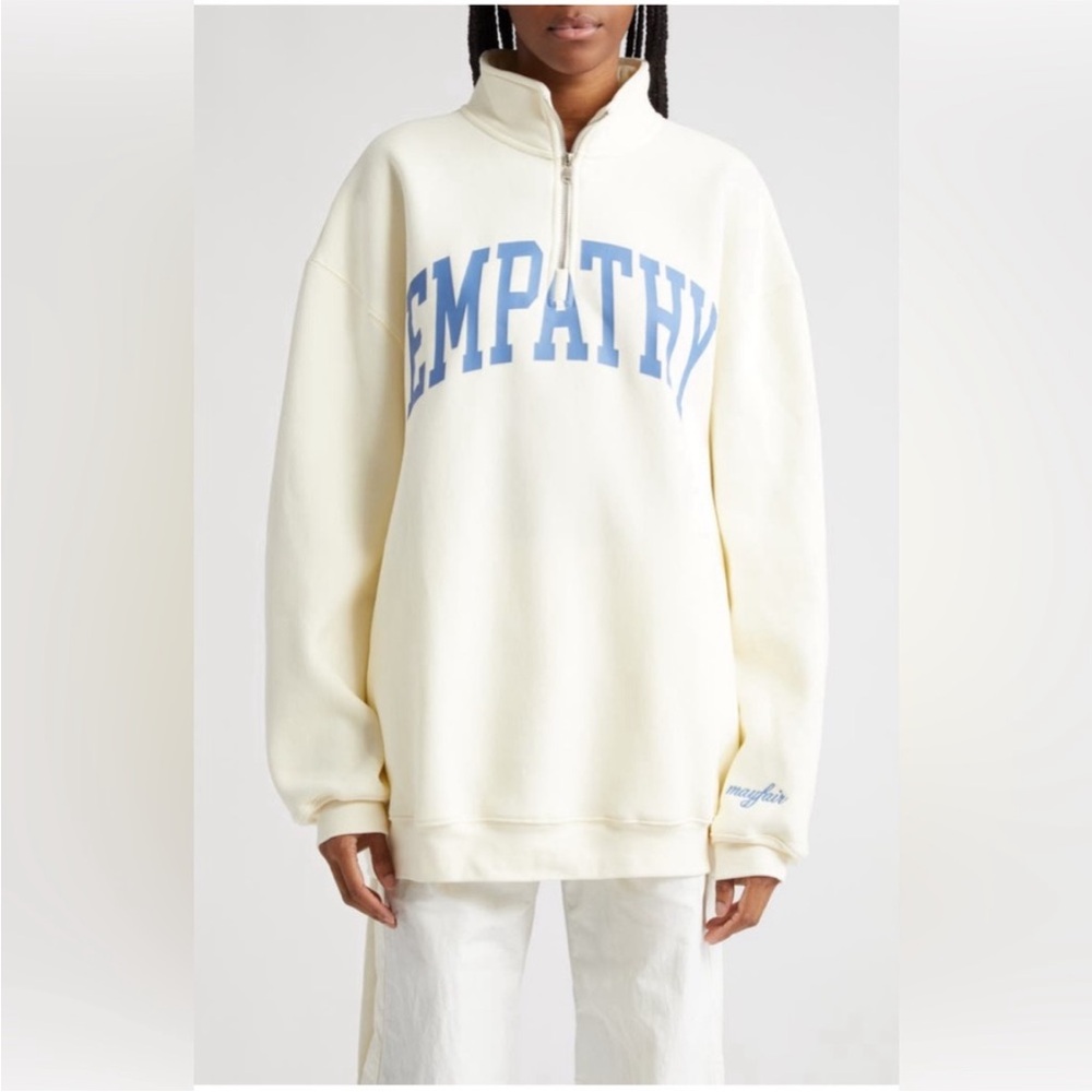 Cream Sweatshirt with Blue Empathy Print Size XS/S